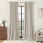 100% Blackout Linen Curtains for Bedroom 96 inches Long, Thermal Insulated Room by Guken