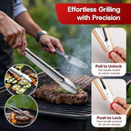 Meat Thermometer Digital Wireless with Cooking Tongs for Cooking & Grilling - Ultra-Fast Waterproof Food Thermometer with Backlight & Calibration for BBQ, Candy, Oven, Kitchen Essentials (Black/Red)