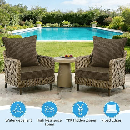 Sunbrella Outdoor Deep Seat & Back Cushion Set, 24 x 24 Inch Water Repellent - Image 4