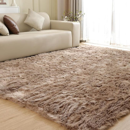 ORINOVA Beige Area Rugs for Living Room Bedroom Nursery 9X12 Washable Faux - Image 6