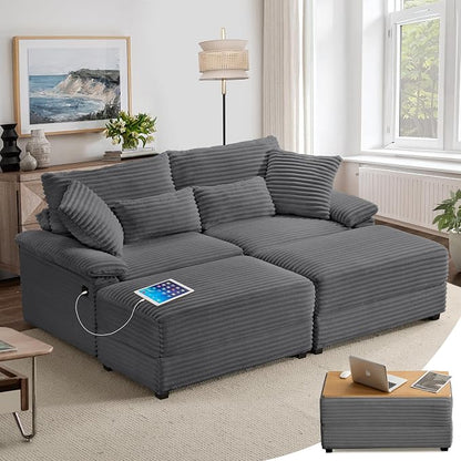 SUNWAVE 74" W Double Chaise Lounge Chair Indoor, Oversized Loveseat by SUNWAVEHOME