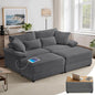 SUNWAVE 74" W Double Chaise Lounge Chair Indoor, Oversized Loveseat by SUNWAVEHOME