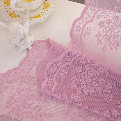 YJ YANJUN Vintage Lace Curtains 84 Inches Long-Victorian Floral Pattern Lilac - Image 6