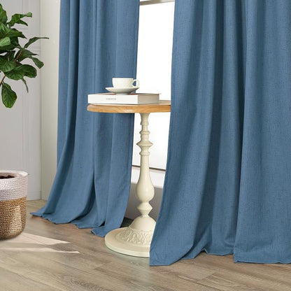 Denim Blue Living Room Black Out Curtains 63 Inch Long Insulated Thermal - Image 9