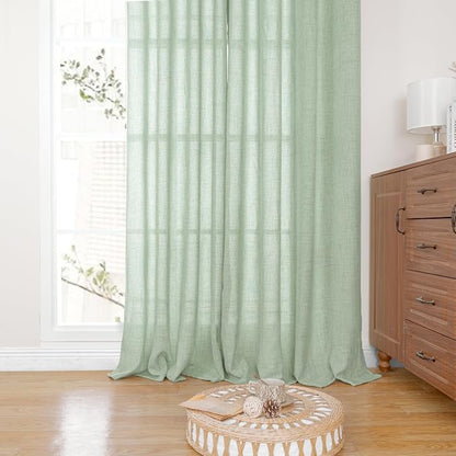 YoungsTex Sage Green Linen Curtains 80 Inches Long - Image 7