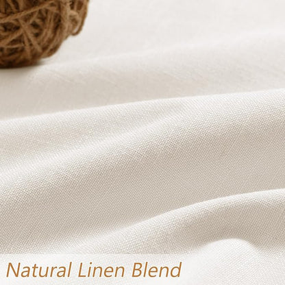 Ivory 100% Blackout Linen Curtains 92 Inch Length 2 Panels Set - Image 3