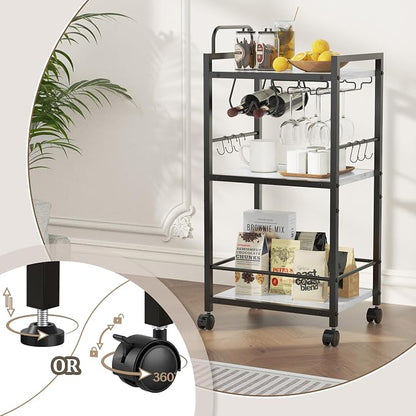 Bar Cart for The Home, 3 Tier Kitchen Carts - Image 5