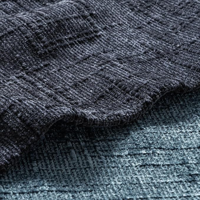 MIULEE Chenille Textured Throw Pillow Covers Navy Blue 18x18 Set of 2 | Slubby - Image 2