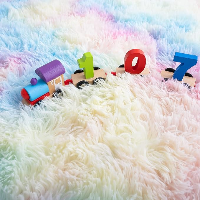 Noahas 2x4 Rainbow Fluffy Soft Runner Rug Non-Slip - Image 5