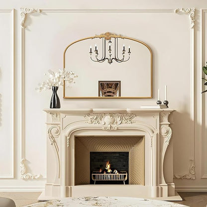 Besdomus Antique Arched Gold Mirror: 40"x29" French Large Decorative Gold - Image 6