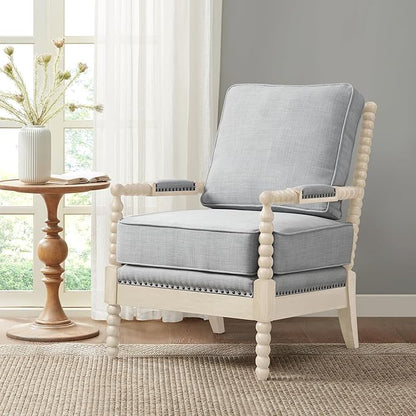 Madison Park Accent Chairs for Living Room Farmhouse Modern Armchair, Solid Wood by MADISONPARK