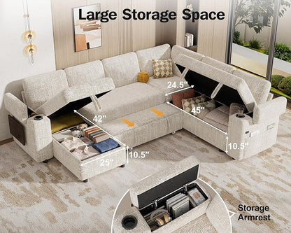 Vipbear 111" Modular Sectional Sleeper Sofa - Image 7