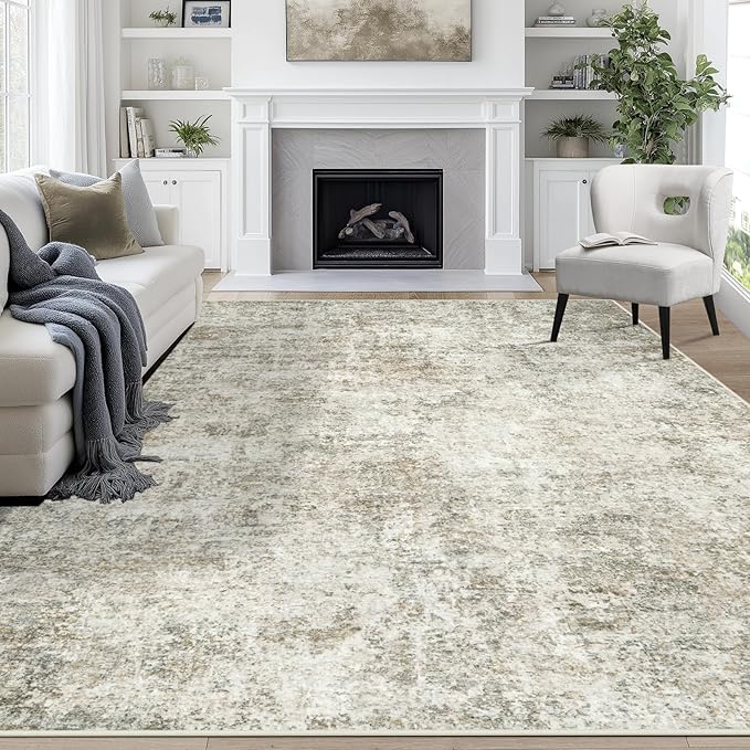 9x12 Area Rugs for Living Room Washable Bedroom Dining Room Beige Brown | by Aelenmu