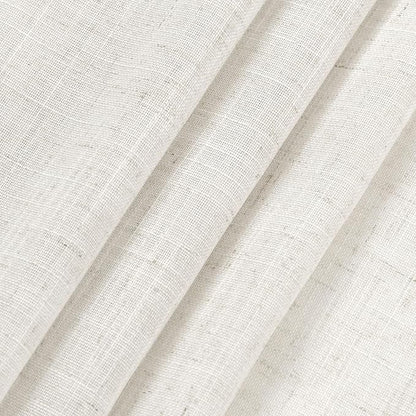 Beige White Kitchen Cafe Sheer Curtains 54 Inch Long 2 Panel Back Tab Linen - Image 7
