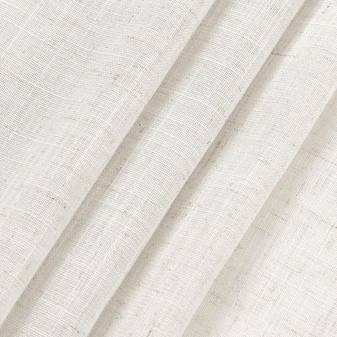 Beige White Linen Curtains for Living Room 95 Inches Long Back Tab and Rod - Image 9