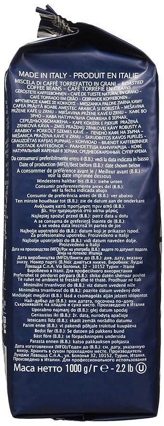 Lavazza Italian "Super Crema" Espresso Whole Bean Value Pack (3 x 2.2 lb bags)