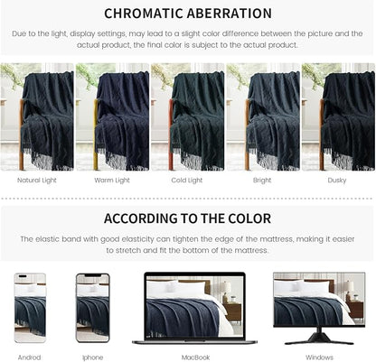 BOURINA Navy Throw Blanket 50x60 Inches Throw Textured Solid Soft Ripple Throws - Image 8