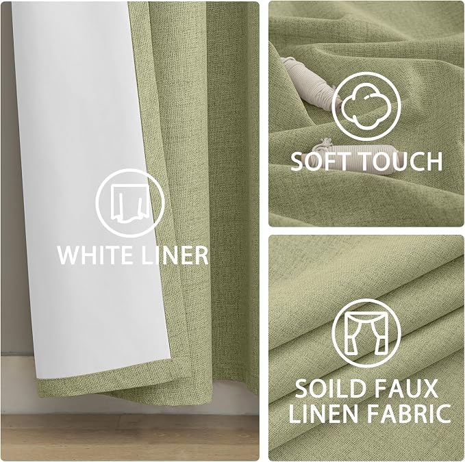 Yakamok Sage Linen Textured Curtains 96 Inches Long - Image 6