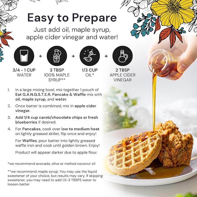 eat G.A.N.G.S.T.E.R. Vegan Pancake & Waffle Mix - Allergy-Friendly Baking Mix, Grain-Free, No Dairy, Nuts, Gluten, Dairy - For Paleo & AIP Diets, Fluffy Pancake & Crispy Waffle Breakfast Food, 3 Pack