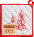 Maison d' Hermine Pot Holders 100% Cotton Heat Resistant Potholders 8" x 8" Hot Pads with Loop BBQ, Cooking, Baking, Grilling, Kitchen, Handling Hot Pans (Pack of 1, Winter Jouy)