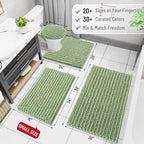 Arotive Luxury Chenille Bathroom Rug Mat, Extra Soft Thick Absorbent Shaggy Bath Rugs, Non-Slip Machine Wash Dry, Plush Bath Mats for Bathroom, Shower and Tub, 47x32, Sage Green