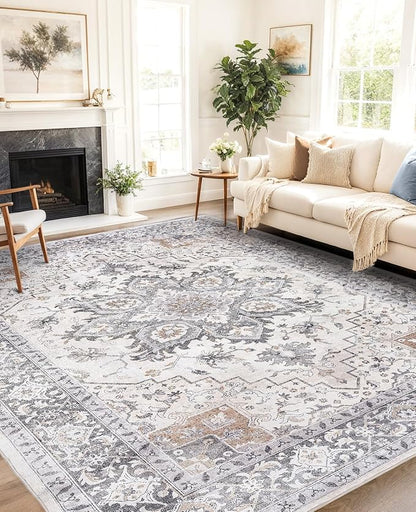 AMADA HOMEFURNISHING 8x10 Area Rugs, Low-Profile Large Washable Area Rug - Image 4