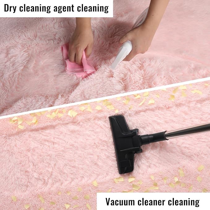Pink Fluffy Plush Area Rug 5x8, Kids Shag Rugs - Image 8