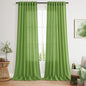 Extra Long Curtain Lime Green Morden Linen Blend Light Filtering Back Tab by Nanspring