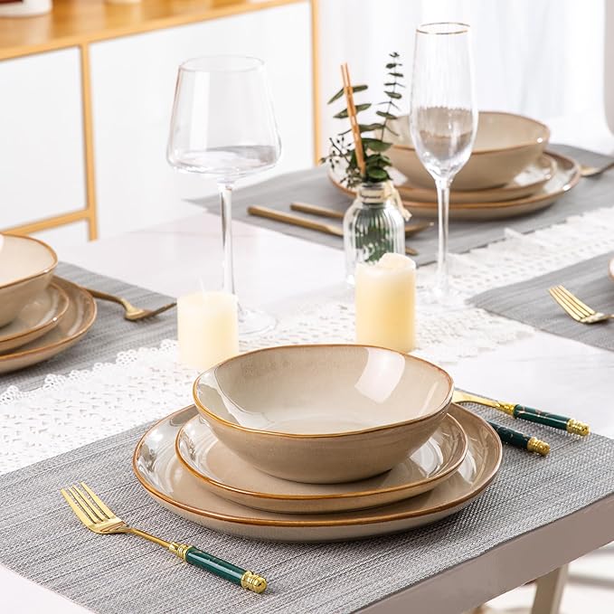 AmorArc Ceramic Plates Set of 6, 8.5 Inch Handmade Reactive Glaze Stoneware Plates set for Dessert, Salad, Appetizer, Small Dinner Plates, Microwave&Dishwasher Safe, Scratch Resistant