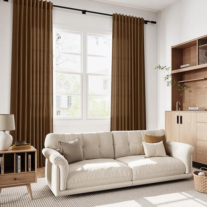 Tobacco Brown Linen Curtains 63 Inches Long 2 Panels - Image 5