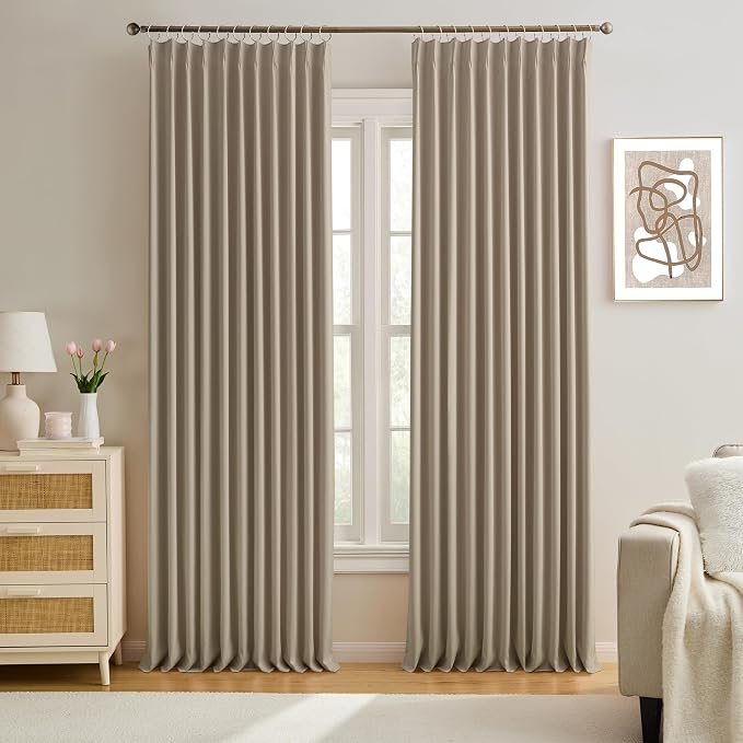 Pleated Blackout Curtain Drapes by KEQIAOSUOCAI