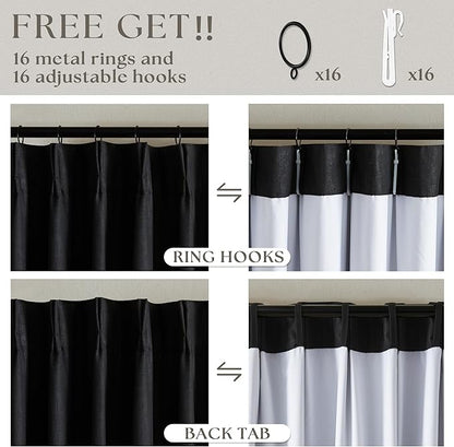 Black Pinch Pleated Black Out Linen 45 Inch Curtains - Image 6