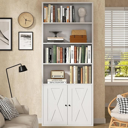 Modern Bookshelf with Doors, Industrial Bookshelves with 6-Tier Shelf, 71 by Shintenchi%7CFurnitureMadeforRealLife