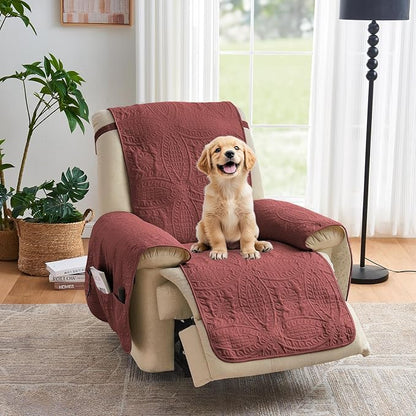 Large Quilted Recliner Chair Covers, Waterproof Red Chair Covers, Lazy Boy by Pamhaven