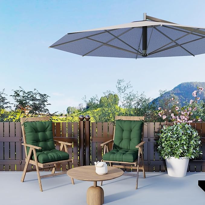 Outdoor Chair Cushions Set of 2, High Back Soft Seat Pad - Image 2