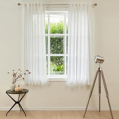 MYSKY HOME Curtains 63 Inch Length 2 Panels, Boho Curtains Sheer Light Soften - Image 2