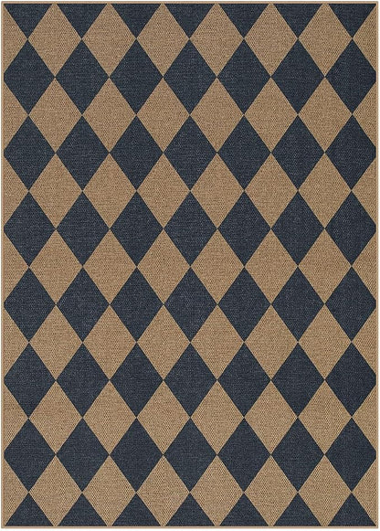 Lahome Checkered Easy Jute 5x7 Outdoor Patio Rug, Living Room Rugs Washable | - Image 7
