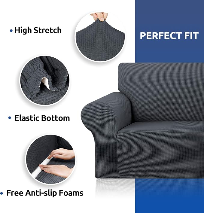 Stretch Oversized Couch Covers for Sofa Slipcover, Charcoal | 1-Piece Washable - Image 6