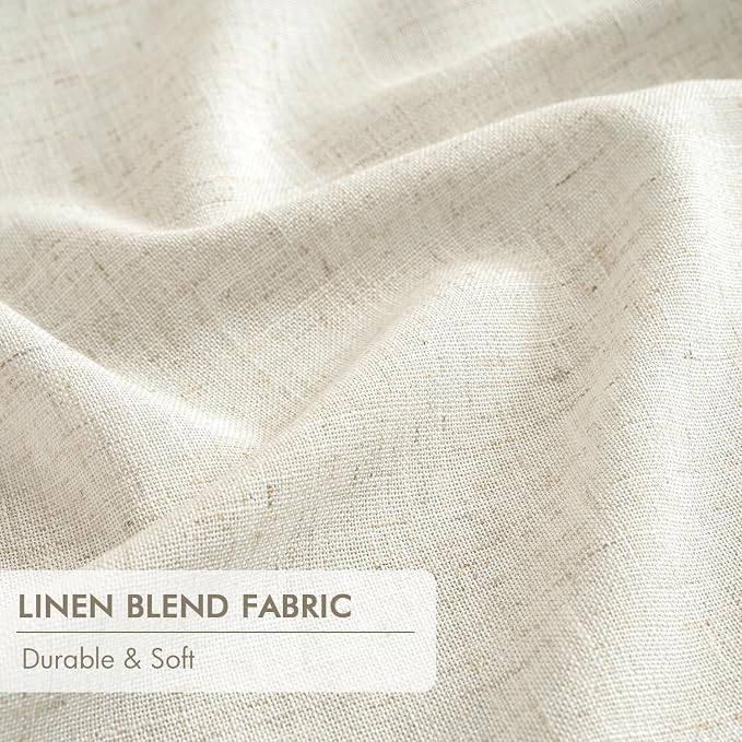 MIULEE Linen Pinch Pleated 100% Blackout Linen Curtains 40x90 Inches | Room - Image 6