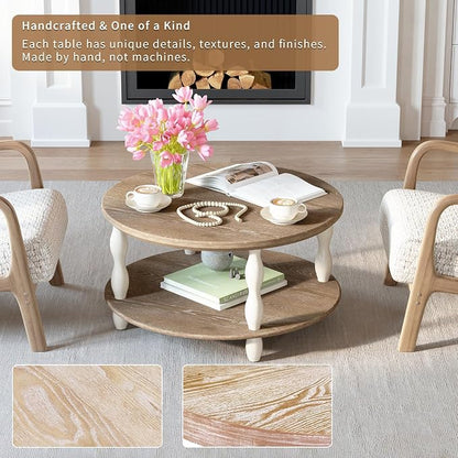 karlott Farmhouse Coffee Table, 30.3" Round Coffee Tables - Image 3