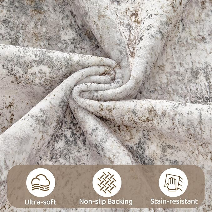 UERMEI Square Area Rugs : Washable 10x10 Neutral Modern Abstract Carpet - Image 8
