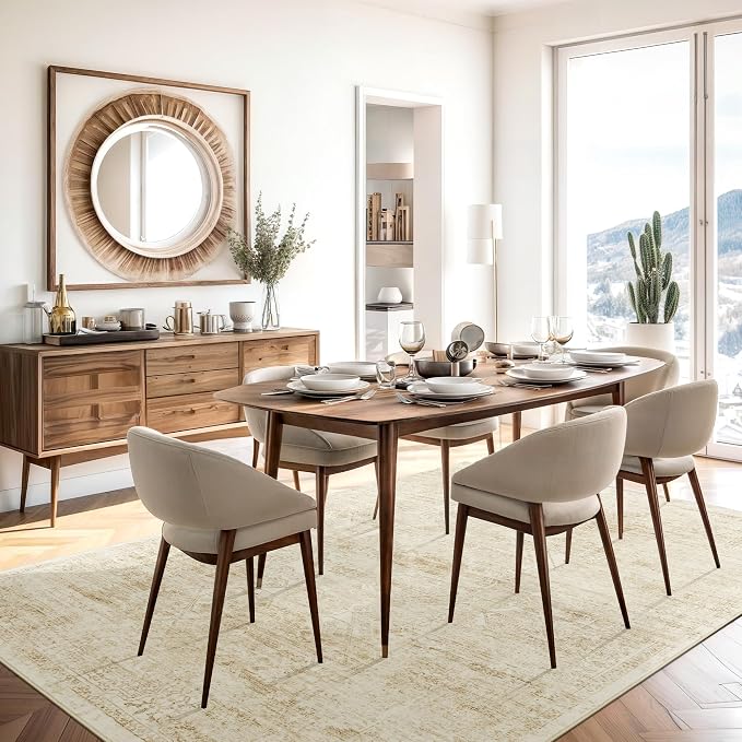Soalmost Washable Area Rug 9x12 Large Soft Living Room Rugs Beige/Ivory | - Image 8