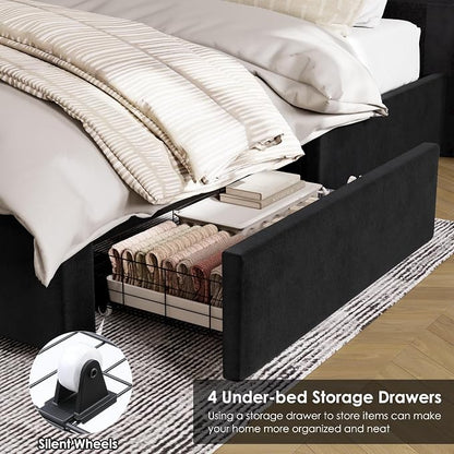 Queen Size Bed Frame 54" Tall Headboard - Image 4