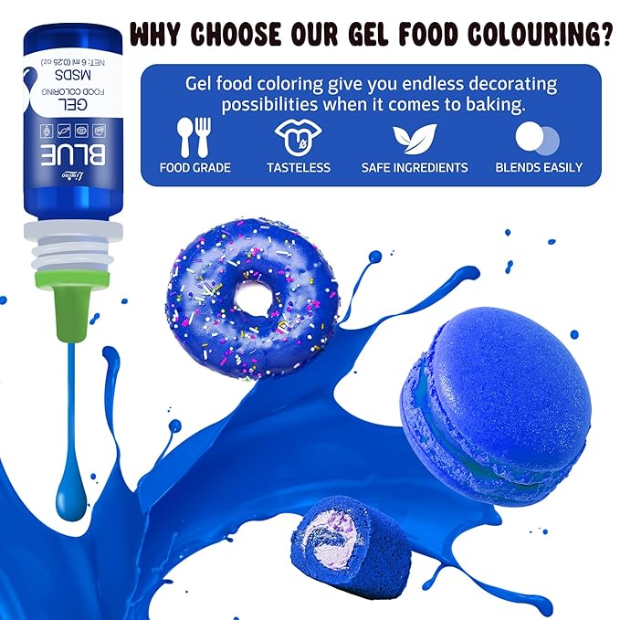 Gel Food Coloring - 4.5oz Vivid Food Coloring Gel for Baking, Cake Decorating, Cookie, Fondant, Macaron - Tasteless Concentrated Edible Food Color Dye for Icing, Slime, Drinks, DIY Crafts (Blue)