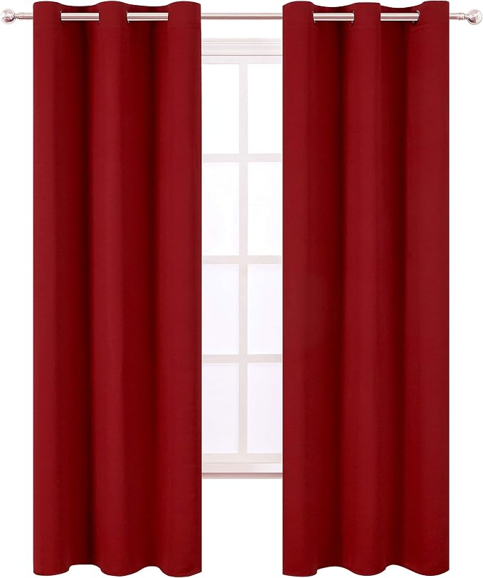 Red Thermal Blackout Curtains/42 x 95 Inch/Set of 2 Panels Room Darkening - Image 2