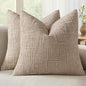 MIULEE Chenille Textured Throw Pillow Covers Oatmeal 16x16 Set of 2 | Slubby by MIULEE