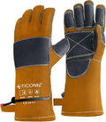 TICONN Welding Gloves, 1000°F Heat-Resistant Fireproof Leather Gloves for Welders, Stick, Forge, Mig, Tig, BBQ, Baking, Oven