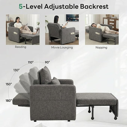 Iroomy 5-Level Adjustable Convertible Sleeper Chair, 3-in-1 Pull Out Sofa Bed - Image 5