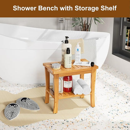 Large Bamboo Shower Bench Stool - Image 2