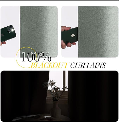 NICETOWN Full Shade Faux Linen Curtains 96" Long - Image 2